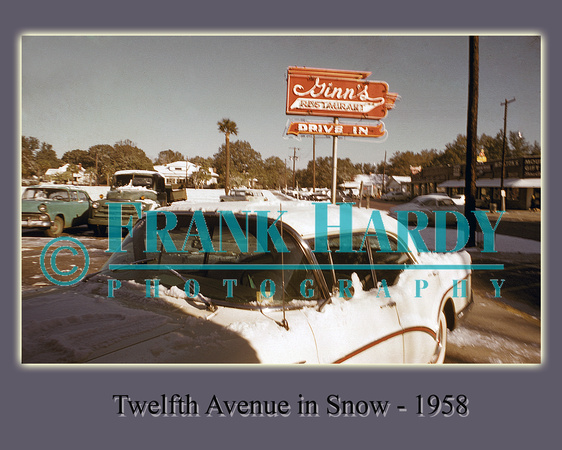 Corner of 12th and Gonzalez after snow in 1958